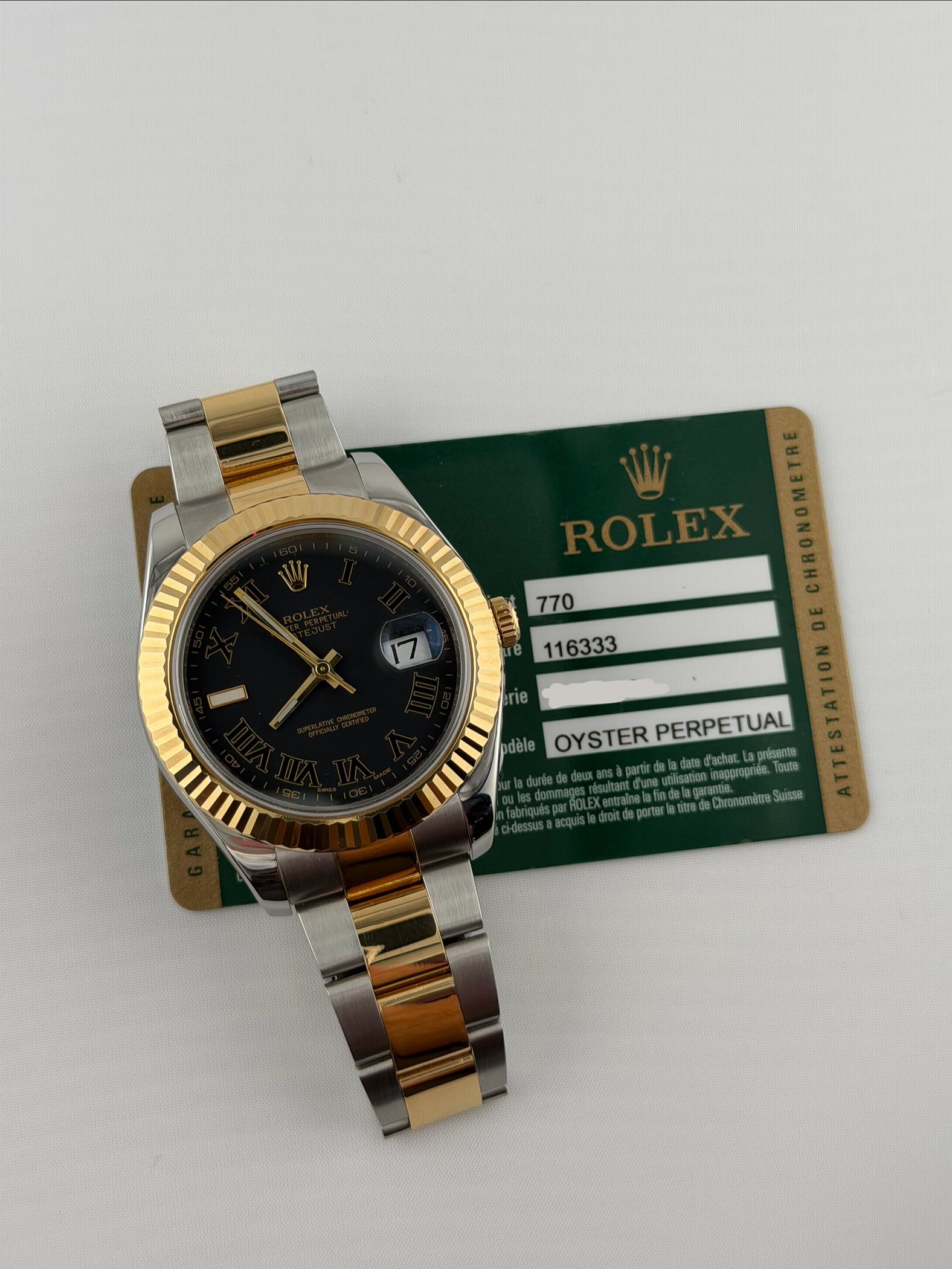 Rolex Gray Roman Numerals Dial Two Tone