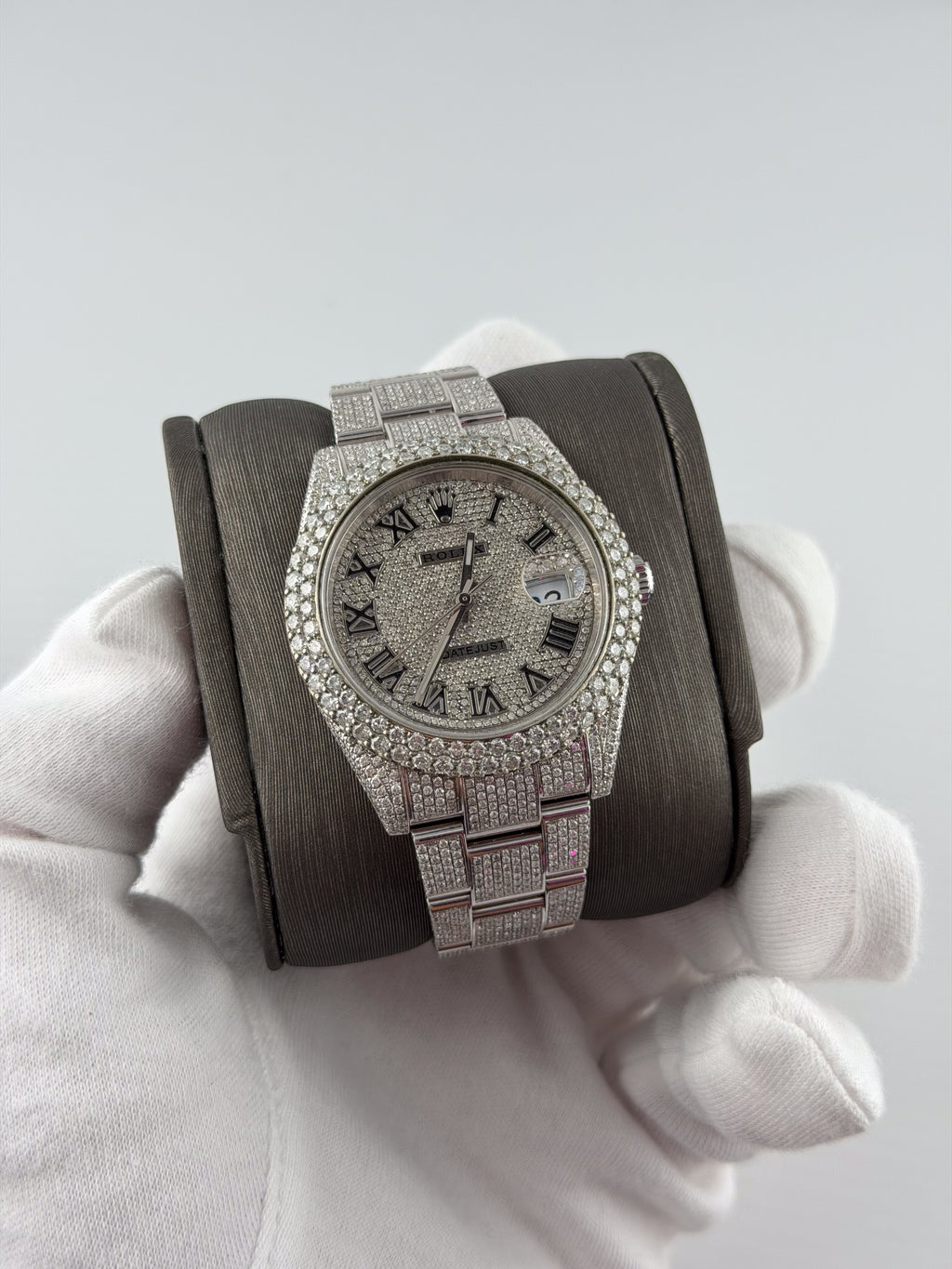 Iced out Rolex Roman Numerals