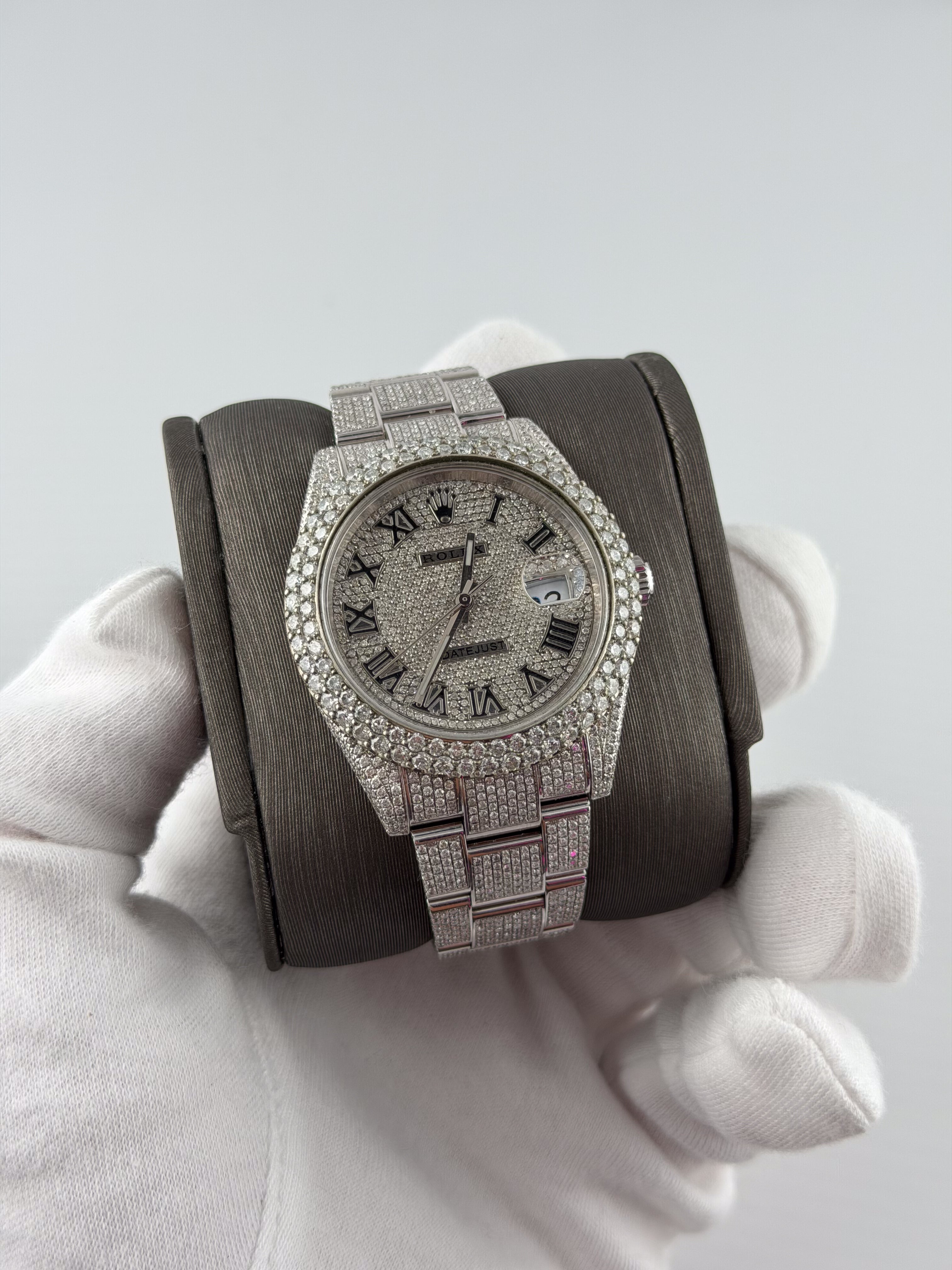 Iced out Rolex Roman Numerals