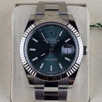 Rolex Mint Green Stick Dial Fluted Bezel