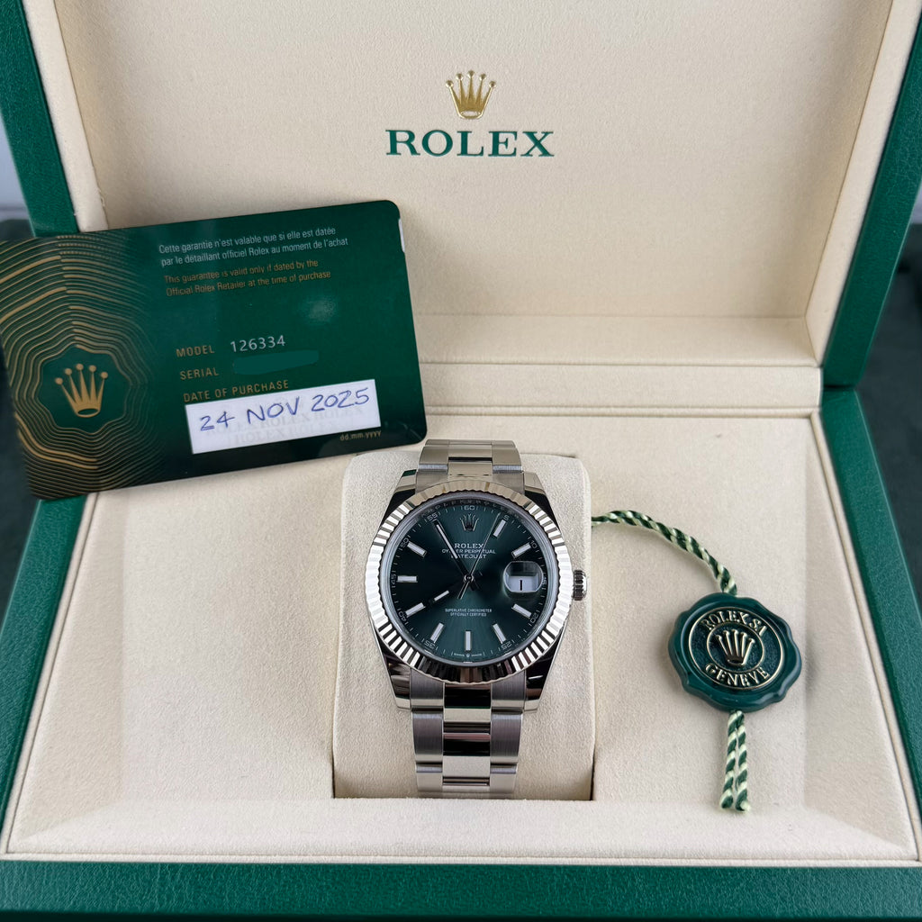 Rolex Mint Green Stick Dial Fluted Bezel