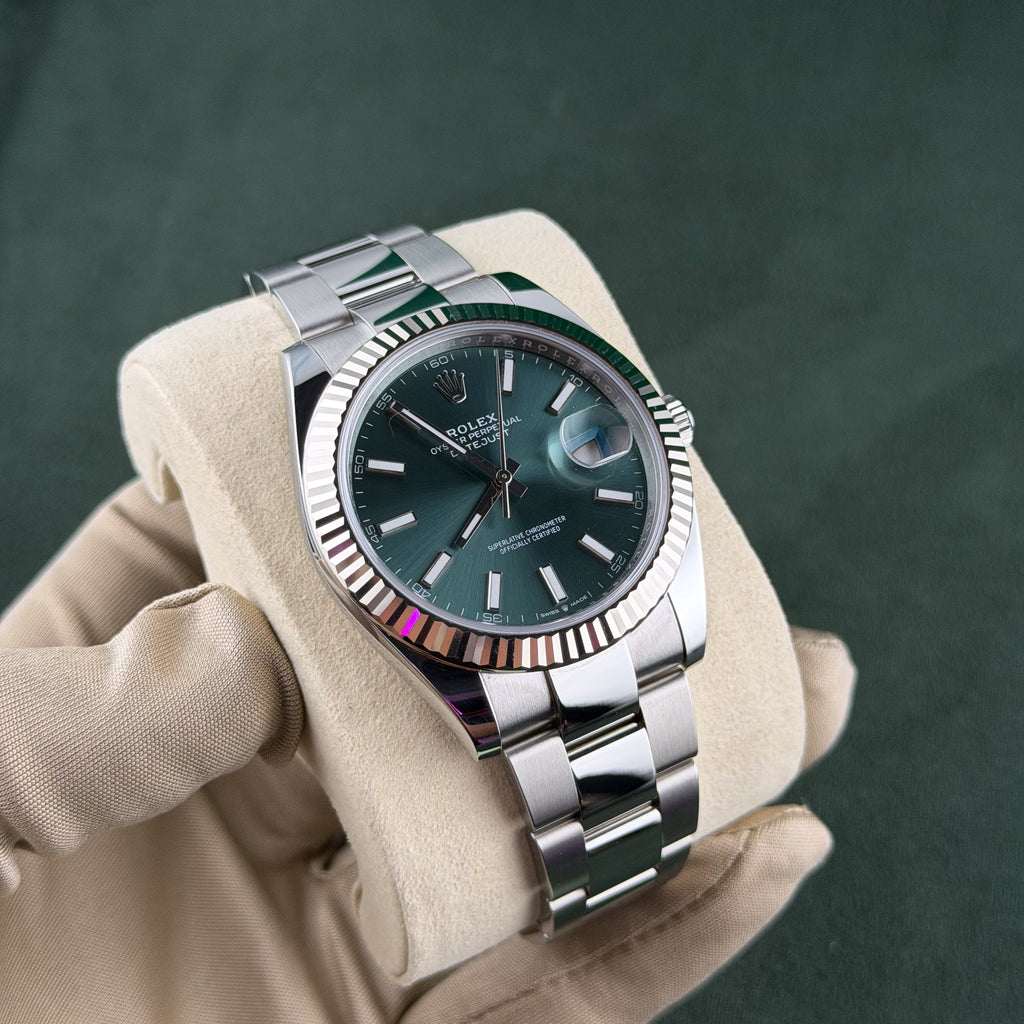 Rolex Mint Green Stick Dial Fluted Bezel