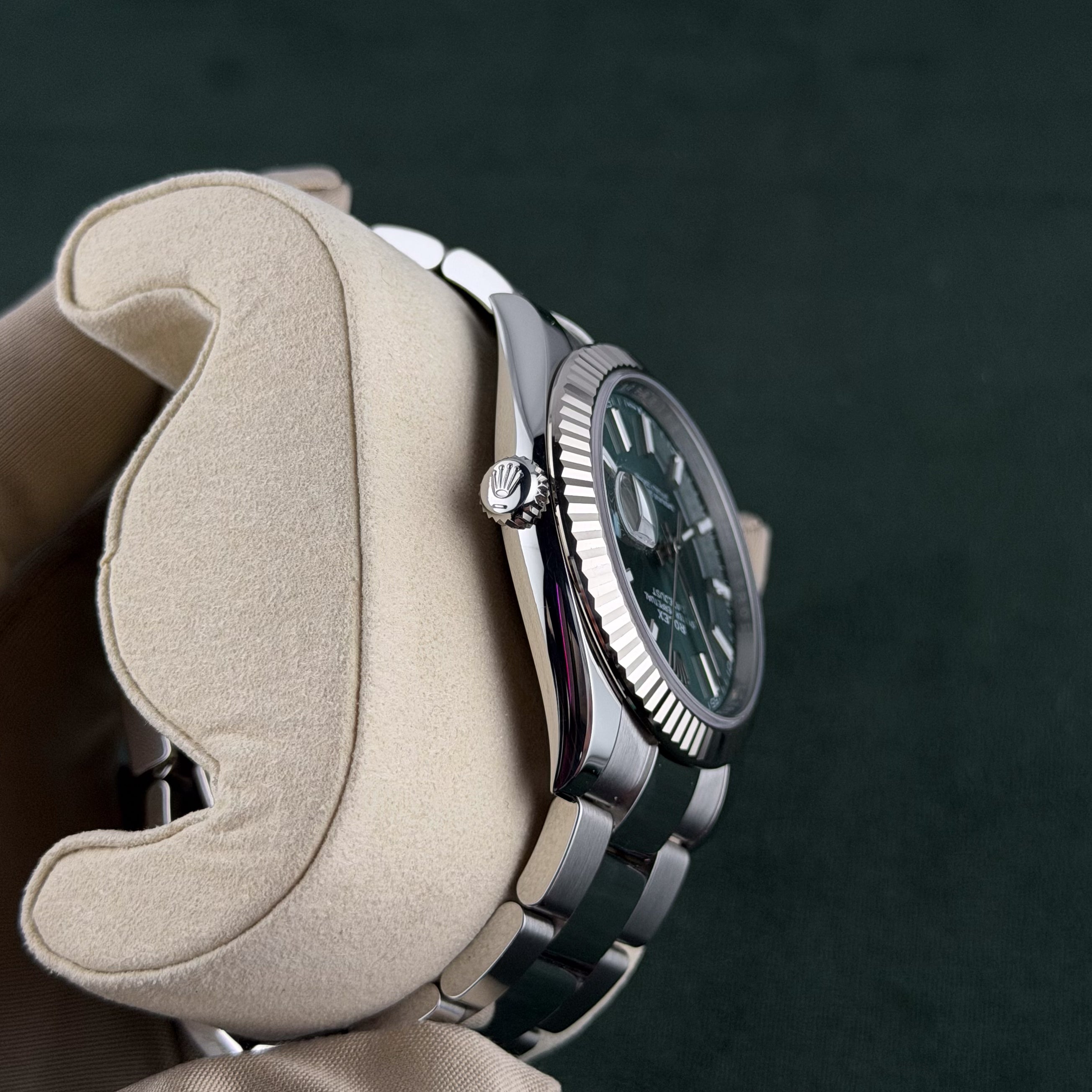 Rolex Mint Green Stick Dial Fluted Bezel
