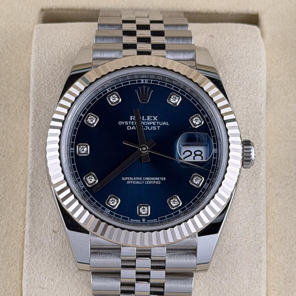 Rolex Blue Diamond Dial Fluted Bezel Jubilee