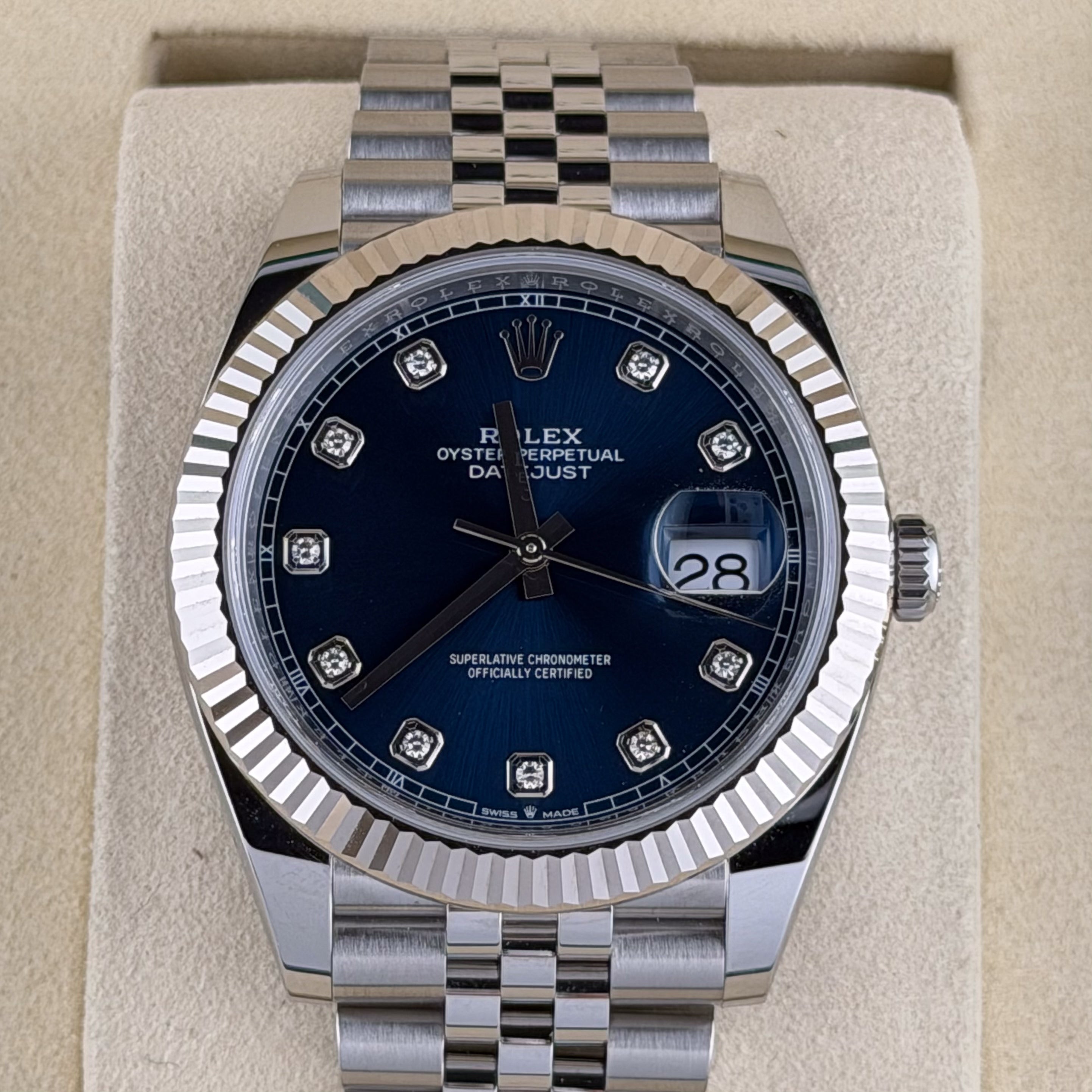 Rolex Blue Diamond Dial Fluted Bezel Jubilee