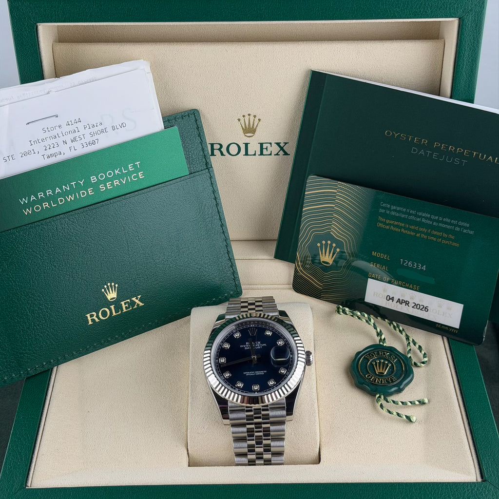 Rolex Blue Diamond Dial Fluted Bezel Jubilee