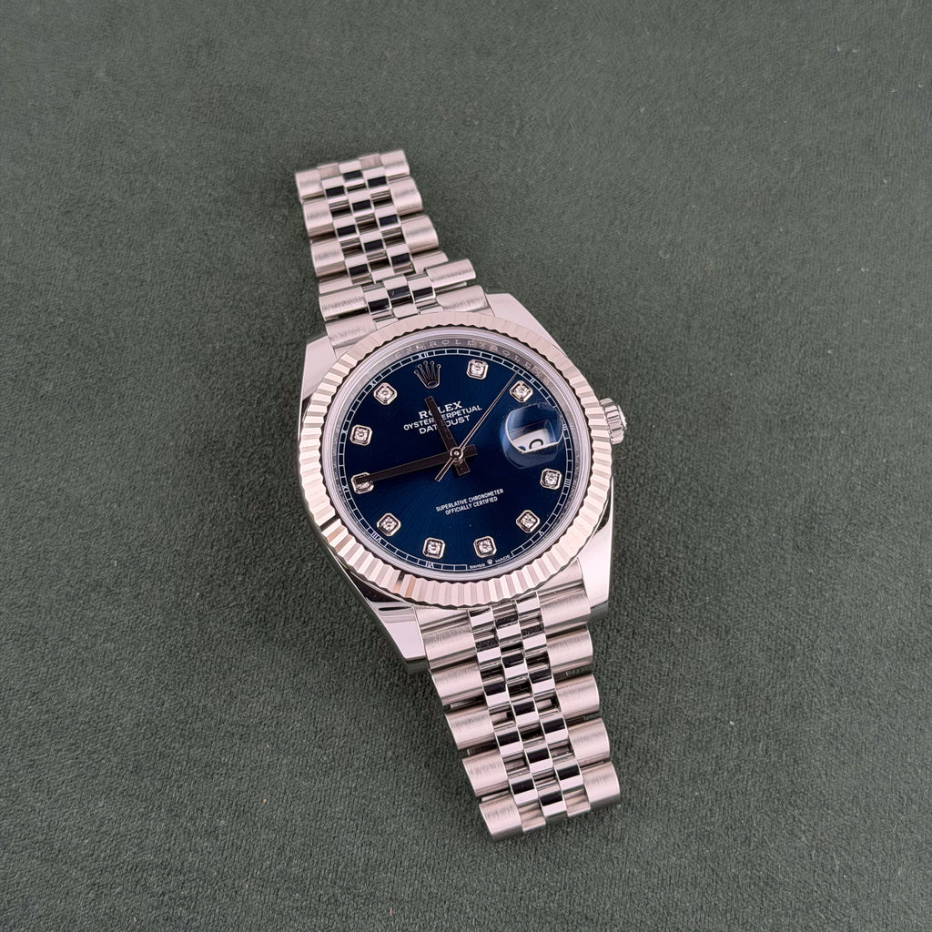 Rolex Blue Diamond Dial Fluted Bezel Jubilee