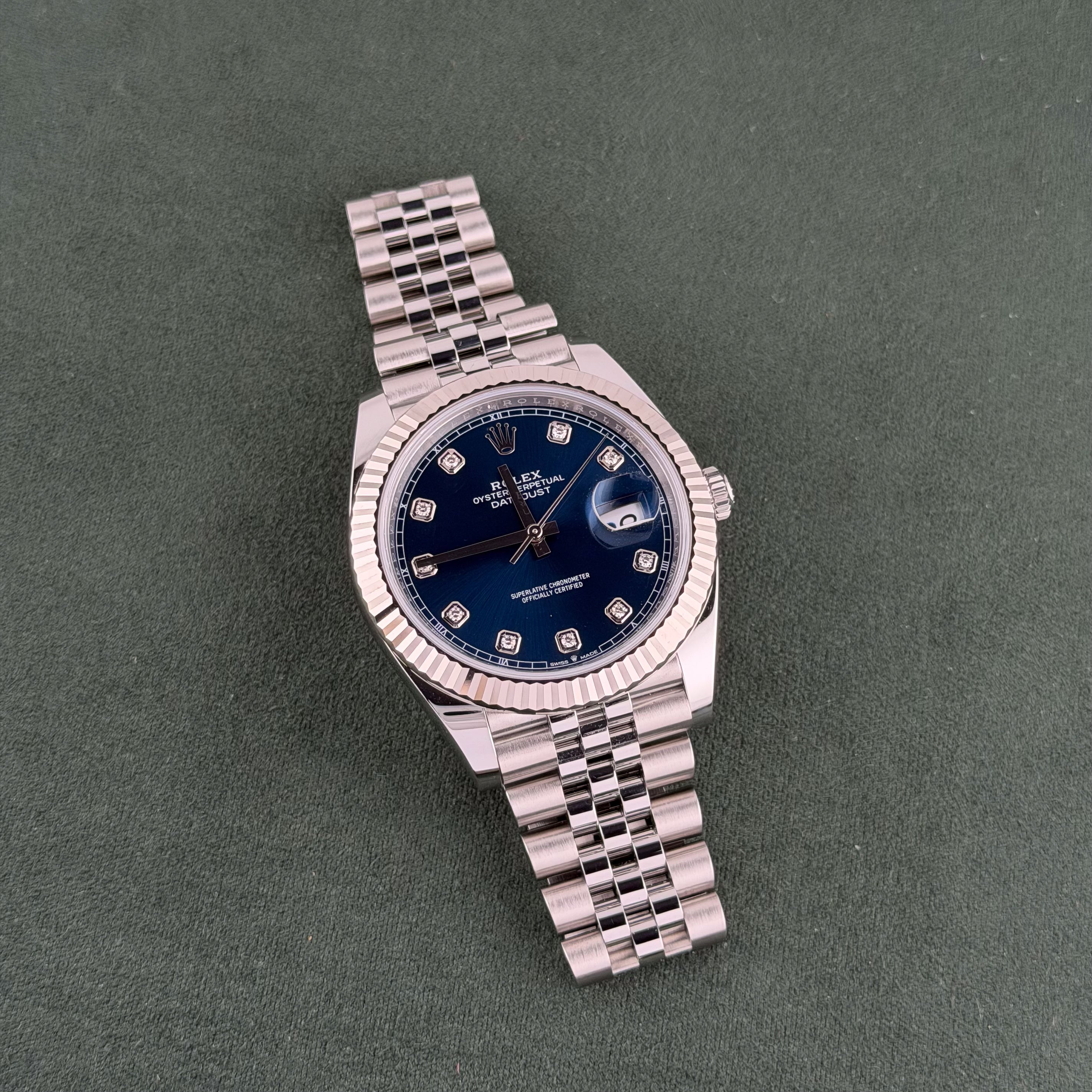 Rolex Blue Diamond Dial Fluted Bezel Jubilee