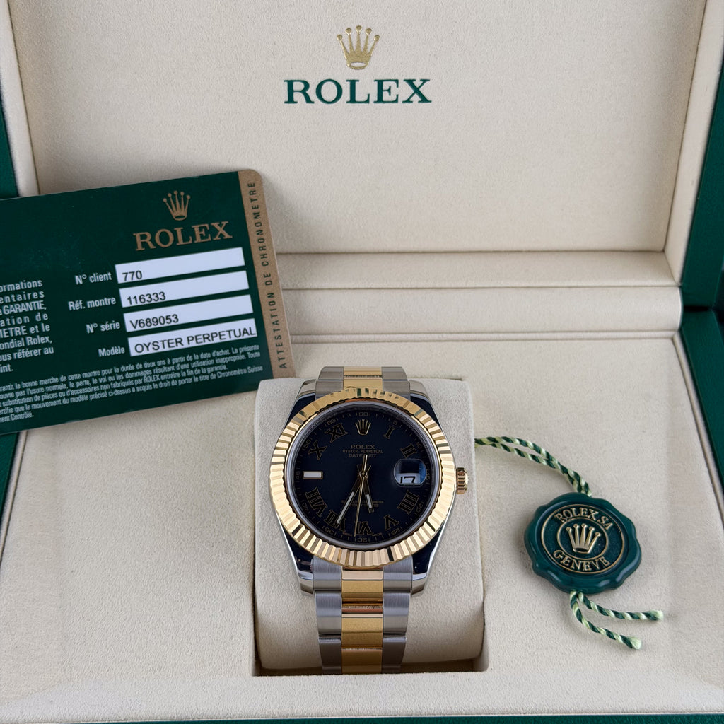 Rolex Gray Roman Numerals Dial Two Tone