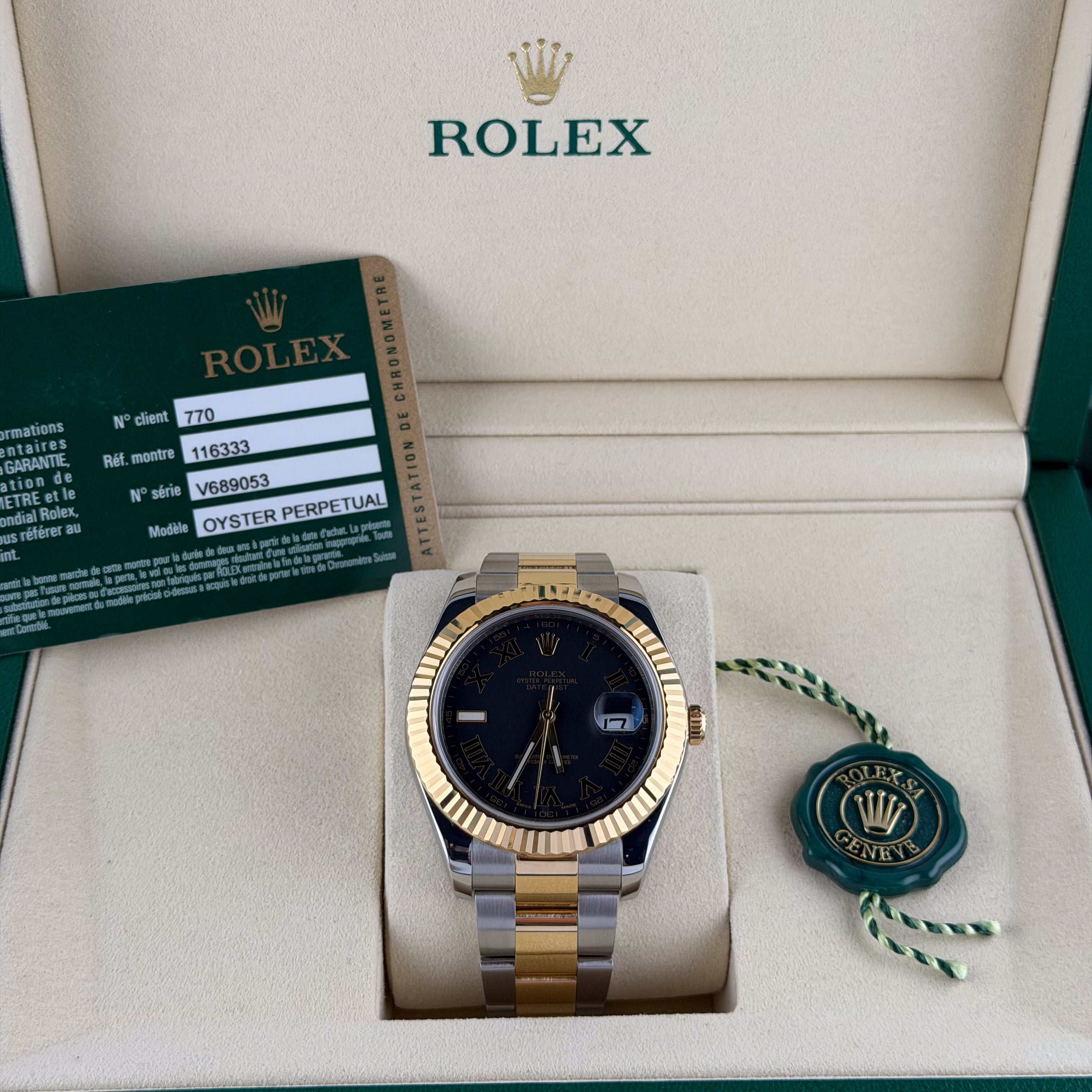 Rolex Gray Roman Numerals Dial Two Tone
