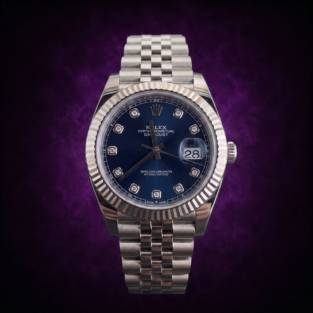 Rolex Blue Diamond Dial Fluted Bezel Jubilee